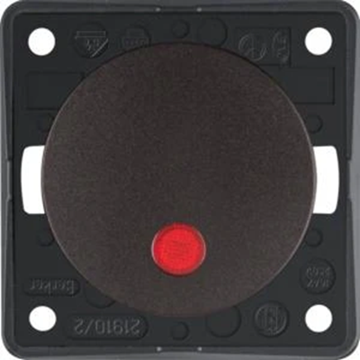 INTEGRO FLOW/PURE Control switch with red lens 2-pole brown matt