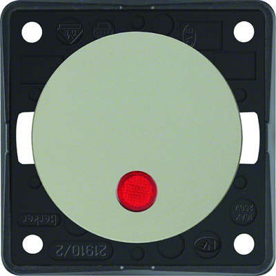 INTEGRO FLOW/PURE Control switch with red lens 2-pole stainless steel varnished