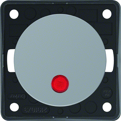 INTEGRO FLOW/PURE Illuminated push-button switch with red lens, glossy grey