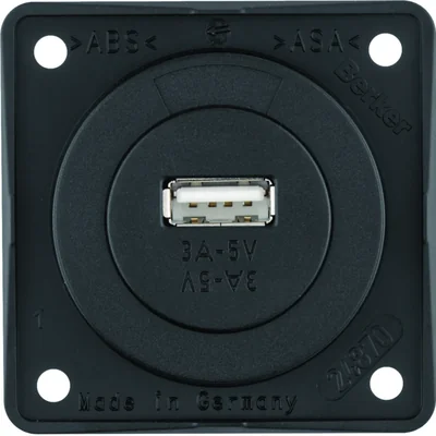 Integro Single USB charging socket, 12V, 3A; matte black, black mechanism