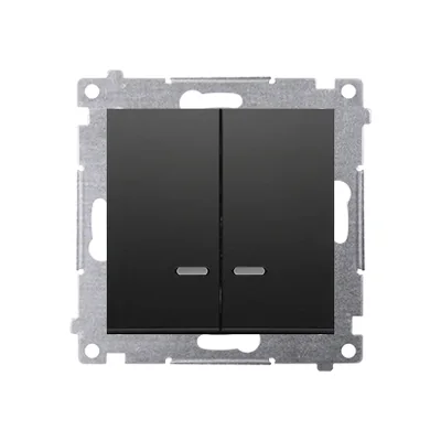 Interrupteur à bougie Simon 54 WMDL-551xxx-049 avec éclairage LED et version IP44 (module) 10AX, 250 V~, connecteurs rapides ; noir *Insert DU1W inclus