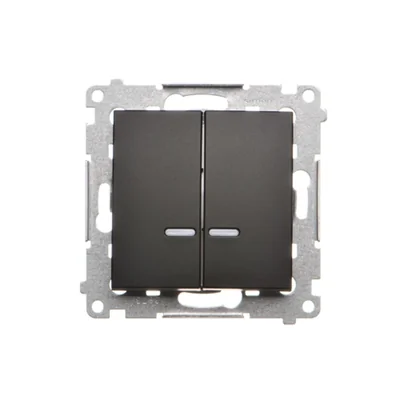 Interrupteur à bougie Simon 54 WMDL-551xxx-049 avec éclairage LED et version IP44 (module) 10AX, 250 V~, connecteurs rapides ; noir *Insert DU1W inclus