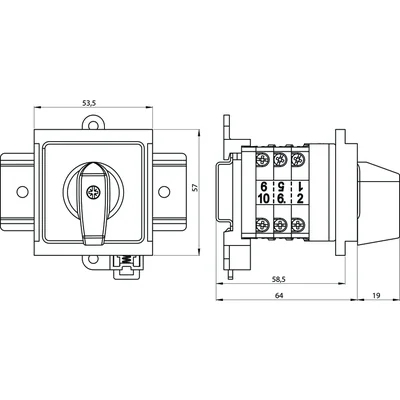Interrupteur à came 20A, interrupteur-sectionneur tripolaire 1-0-2, pour construction modulaire