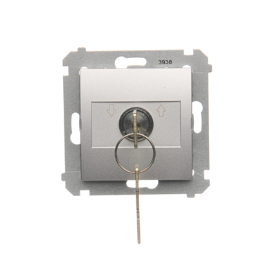 Interrupteur à clé de l'obturateur bouton momentané (module) 3 pos. "I-0-II" 2 contacts N/O 5A 230V argent (métallique)