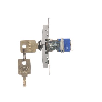 Interrupteur à clé de l'obturateur bouton momentané (module) 3 pos. "I-0-II" 2 contacts N/O 5A 230V argent (métallique)