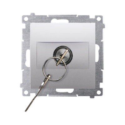 Interrupteur à clé de l'obturateur bouton momentané (module) 3 pos. "I-0-II" 2 contacts N/O 5A 230V argent (métallique)