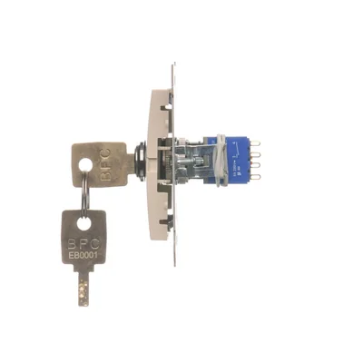 Interrupteur à clé de l'obturateur bouton momentané (module) 3 pos. "I-0-II" 2 contacts N/O 5A 230V crème