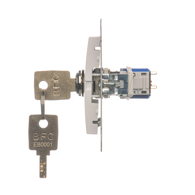 Interrupteur à clé unipolaire (module) 2 positions 0-I N/O contact 5 A 230V blanc