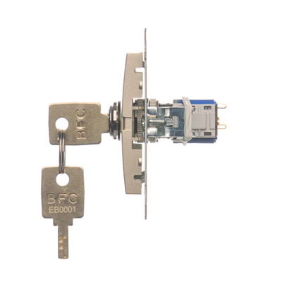 Interrupteur à clé unipolaire (module) 2 positions 0-I N/O contact 5 A 230V or (métallique)