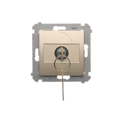 Interrupteur à clé unipolaire (module) 2 positions 0-I N/O contact 5 A 230V or (métallique)