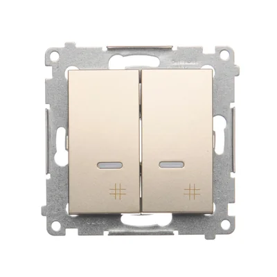 Interrupteur à double croix avec rétroéclairage (module) 250 V, or métallique