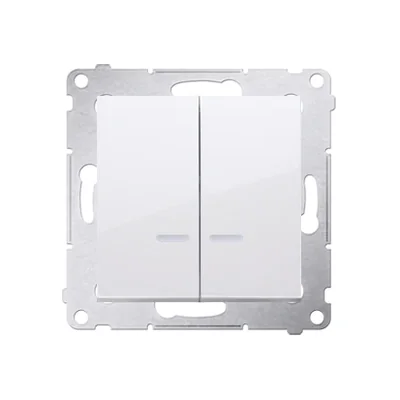 Interrupteur à double croix Simon 54 WMDL-07120x-011 avec éclairage sans pictogramme (module) 10AX, 250 V~, connecteurs rapides ; blanc