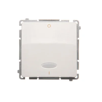 Interrupteur bipolaire avec éclairage (module), 10A, 250V, bornes à vis, blanc