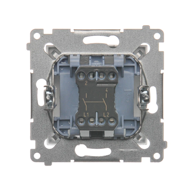 Interrupteur bipolaire (module) 16A, 250V, bornes à vis, argent (métallique)