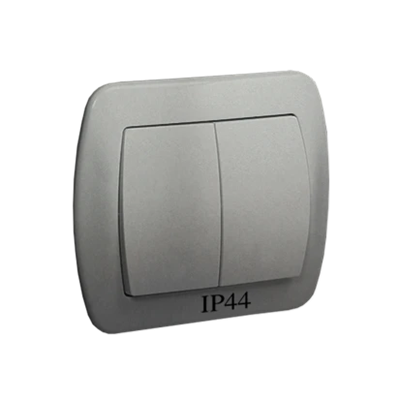 Interrupteur d'escalier double 230V, argent métallique