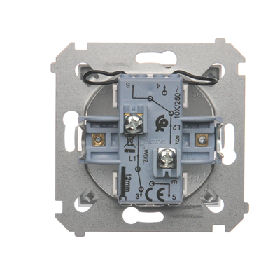 Interrupteur d'escalier double avec rétroéclairage (module) 10A 250V bornes à vis argent (métallique)