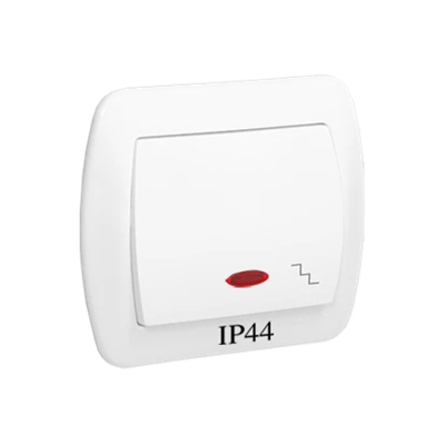 Interrupteur d'escalier étanche IP44 avec rétroéclairage 10A 250V bornes à vis blanc