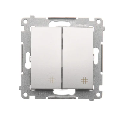 Interrupteur double croix 2 touches (module) 230V, argent métallisé