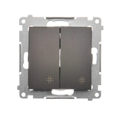 Interrupteur double croix 2 touches (module) 230V, bronze métallisé mat