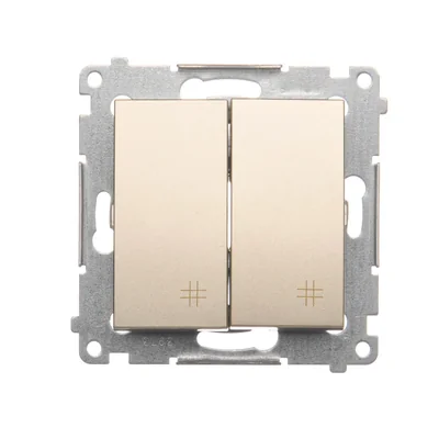 Interrupteur double croix 2 touches (module) 230V, or métallisé