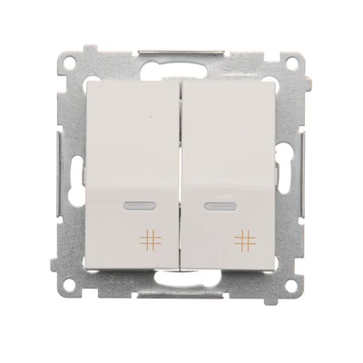 Interrupteur double croix avec rétroéclairage (module) 250 V, blanc