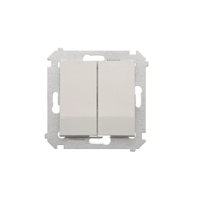 Interrupteur double d'escalier Simon 54 WMDL-06020x-011 sans pictogramme (module) 10AX, 250 V~, bornes à vis ; blanc