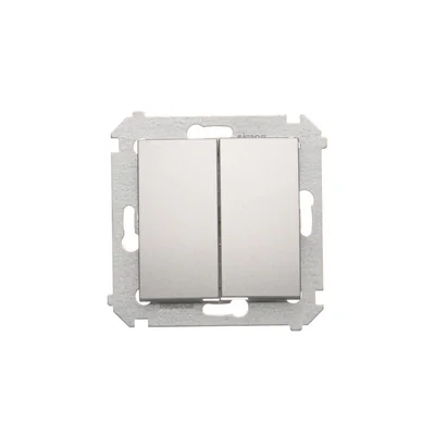 Interrupteur double d'escalier Simon 54 WMDL-06020x-043 sans pictogramme (module) 10AX, 250 V~, bornes à vis ; argent mat