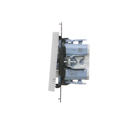 Interrupteur double d'escalier Simon 55 WMDL-TW6-2-114 (module) 10 AX, 250 V~, connecteurs rapides ; gris clair mat