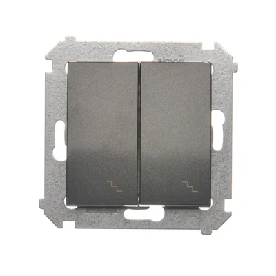 Interrupteur escalier double (module) 10A 250V bornes à vis anthracite (métallique)