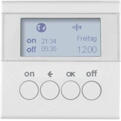 Interrupteur horaire KNX RF Quicklink pour la commande de stores et de rideaux mécaniques, blanc