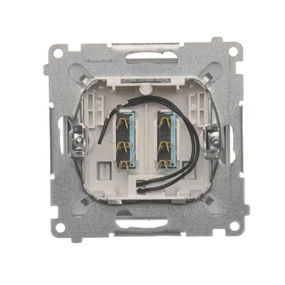 Interrupteur hôtel double -2Z avec rétro-éclairage. Courant nominal 10A (module) argent (métallique)