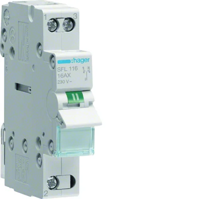 Interrupteur I-II vers le bas alimentation 1P 16A