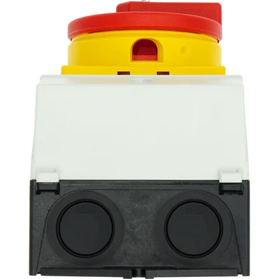 Interrupteur marche/arrêt T0-1-102/I1/SVB, 2 pôles, 20 A, 90°, boîtier IP65, bouton rouge-jaune avec cadenas