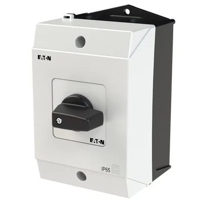 Interrupteur marche/arrêt T0-1-8200/I1, 1 pôle, 20 A, 90°, boîtier IP65, bouton noir, non verrouillable