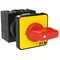 Interrupteur marche/arrêt T0-2-8900/E-RT, tripolaire + neutre, 20 A, angle de 90°, montage en surface, bouton rouge-jaune, non verrouillable
