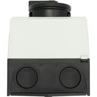 Interrupteur marche/arrêt T3-4-8344/I2/SVB-SW, 8 pôles, 32 A, angle de 90°, boîtier IP65, bouton noir avec cadenas