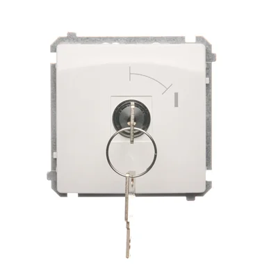 Interrupteur momentané unipolaire à clé, 2 positions, blanc