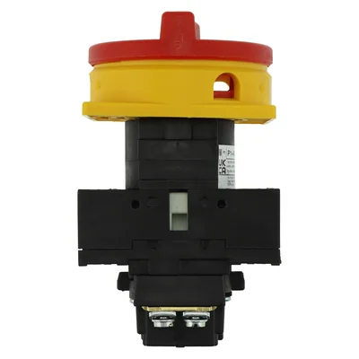 Interrupteur principal P1-40/EA/SVB, tripolaire, 40 A, montage en saillie, bouton rouge-jaune avec cadenas