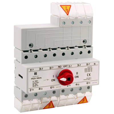 Interrupteur secteur-générateur 63A trois positions+N (Pôle N non commutable)