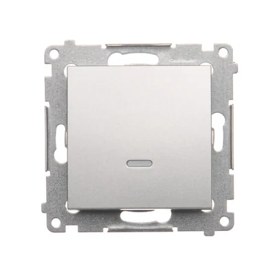 Interrupteur unipolaire avec rétroéclairage LED (module) 10A 250V connecteurs rapides argent (métallique)