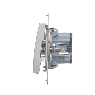Interrupteur unipolaire avec rétroéclairage LED (module) 230V, argent métallisé