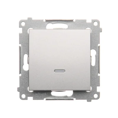 Interrupteur unipolaire avec signalisation LED (module) 10A 250V connecteurs rapides argent (métallique)