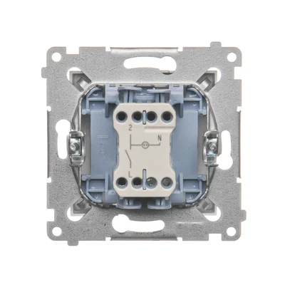 Interrupteur unipolaire avec signalisation LED (module) 10A 250V connecteurs rapides argent (métallique)