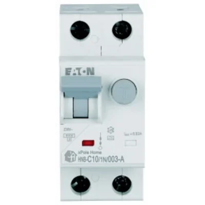 Interruptor automático combinado HNB-C10/1N/003-A, 6 kA, In=10 A, IΔN=0,03 A, característica C, tipo A, 1+N polo. Serie HNB.