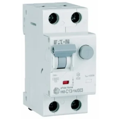Interruptor automático combinado HNB-C13/1N/003 de 6 kA, In=13 A, IΔN=0,03 A, característica C, tipo CA, 1+N polo. Serie HNB