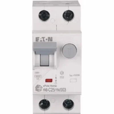 Interruptor automático combinado HNB-C25/1N/003, 6 kA, In=25 A, IΔN=0,03 A, característica C, tipo CA, 1+N polo. Serie HNB.