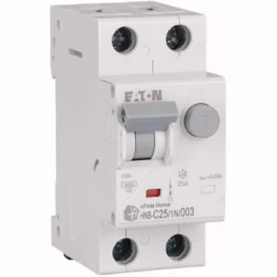 Interruptor automático combinado HNB-C25/1N/003, 6 kA, In=25 A, IΔN=0,03 A, característica C, tipo CA, 1+N polo. Serie HNB.
