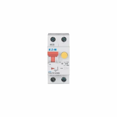 Interruptor automático combinado PKNM-10/1N/C/003-MW de 10 kA, In=10 A, IΔN=0,03 A, característica C, tipo CA, 1+N polo. Serie PKNM