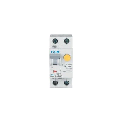 Interruptor automático combinado PKNM-16/1N/B/003-MW de 10 kA, In=16 A, IΔN=0,03 A, tipo B, CA, 1 polo + neutro. Serie PKNM