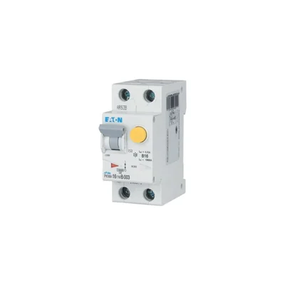 Interruptor automático combinado PKNM-16/1N/B/003-MW de 10 kA, In=16 A, IΔN=0,03 A, tipo B, CA, 1 polo + neutro. Serie PKNM